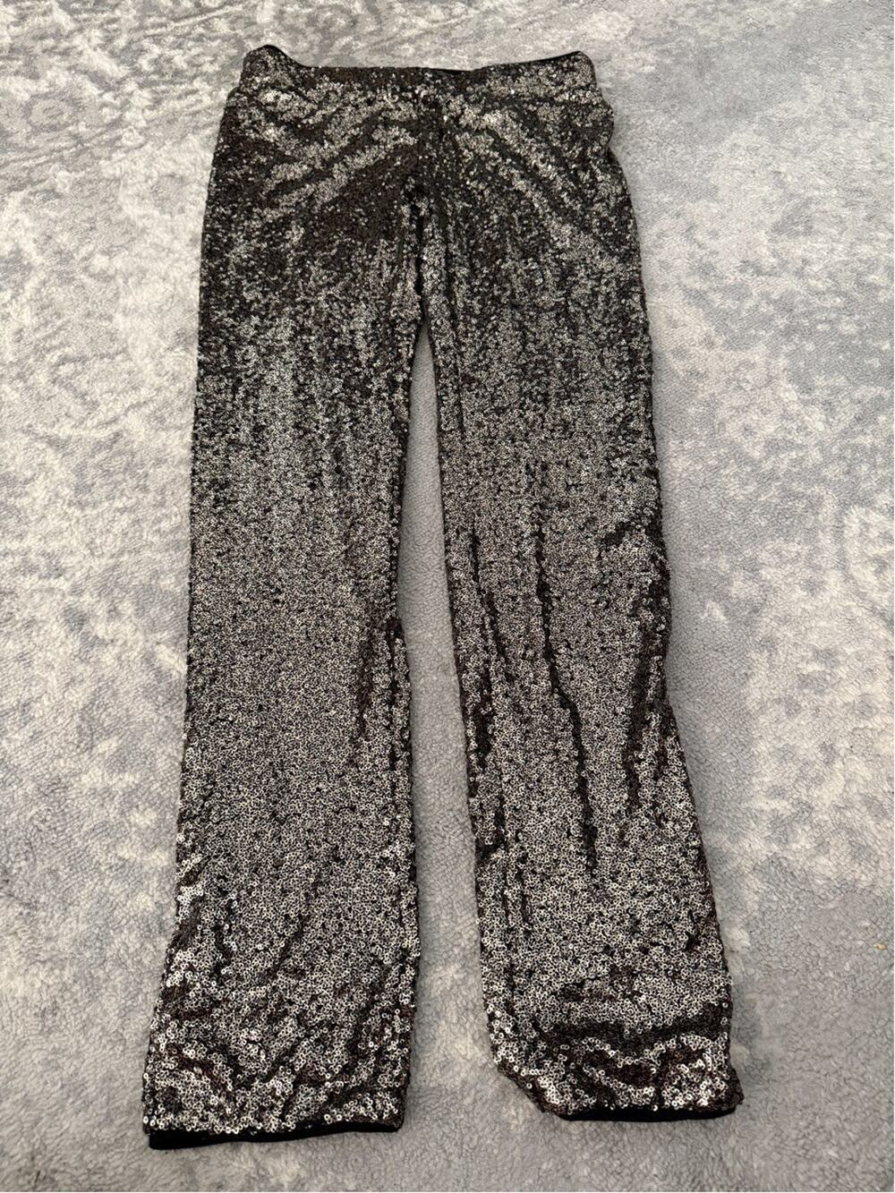 Sequin Black Center of Attention Lined Skinny Pants Size Large May & July Brand